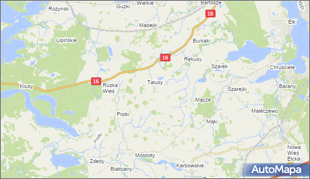 mapa Talusy Osada, Talusy Osada na mapie Targeo