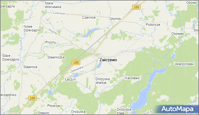 mapa Zakrzewo powiat złotowski, Zakrzewo powiat złotowski na mapie Targeo