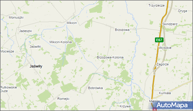 mapa Brzozowa-Kolonia, Brzozowa-Kolonia na mapie Targeo