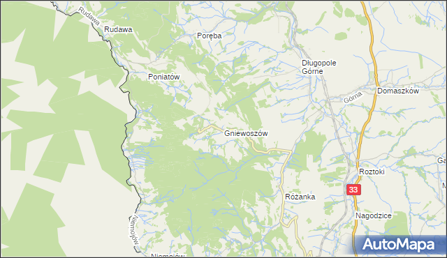 mapa Gniewoszów gmina Międzylesie, Gniewoszów gmina Międzylesie na mapie Targeo