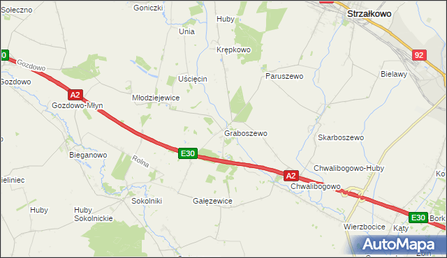 mapa Graboszewo gmina Strzałkowo, Graboszewo gmina Strzałkowo na mapie Targeo