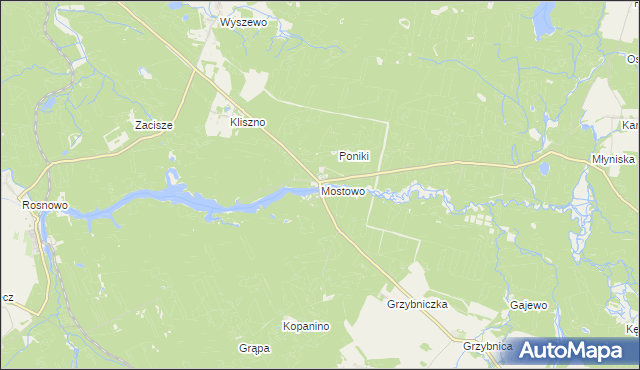 mapa Mostowo gmina Manowo, Mostowo gmina Manowo na mapie Targeo