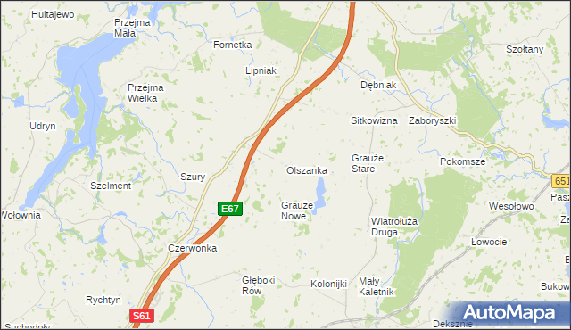 mapa Olszanka gmina Szypliszki, Olszanka gmina Szypliszki na mapie Targeo