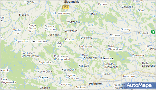 mapa Szufnarowa, Szufnarowa na mapie Targeo