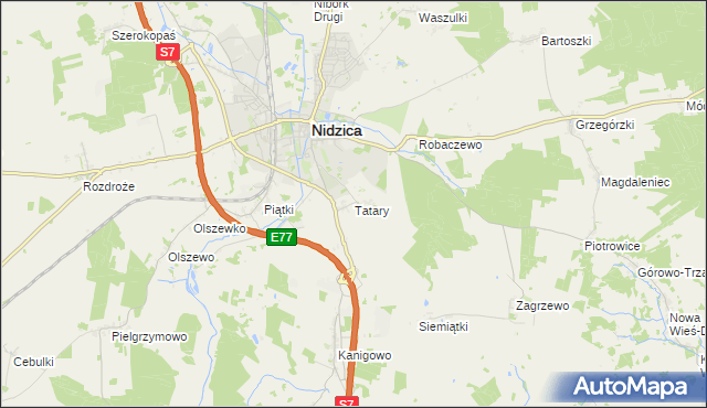 mapa Tatary gmina Nidzica, Tatary gmina Nidzica na mapie Targeo