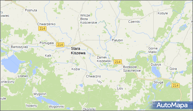 mapa Zamek Kiszewski, Zamek Kiszewski na mapie Targeo
