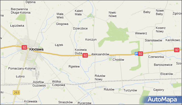 mapa Aleksandrów gmina Chodów, Aleksandrów gmina Chodów na mapie Targeo