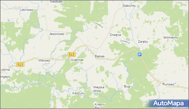 mapa Babiak gmina Lidzbark Warmiński, Babiak gmina Lidzbark Warmiński na mapie Targeo