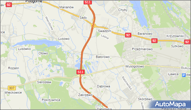 mapa Batorowo gmina Tarnowo Podgórne, Batorowo gmina Tarnowo Podgórne na mapie Targeo