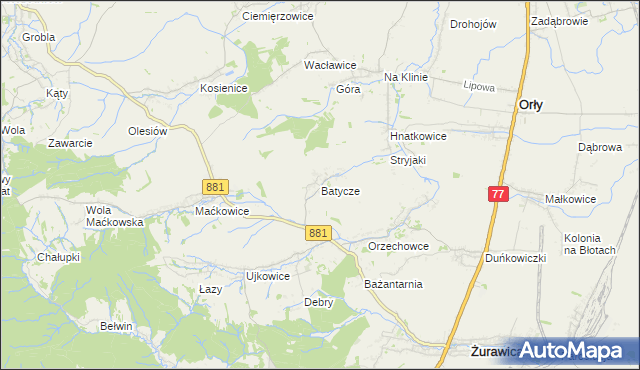 mapa Batycze, Batycze na mapie Targeo