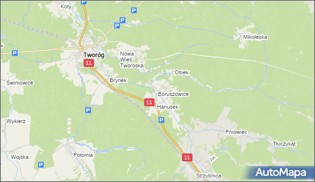 mapa Boruszowice, Boruszowice na mapie Targeo