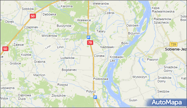 mapa Coniew, Coniew na mapie Targeo