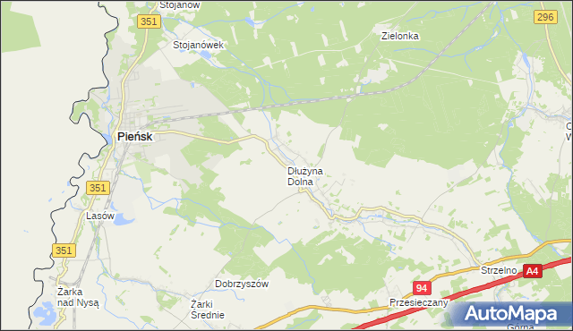 mapa Dłużyna Dolna, Dłużyna Dolna na mapie Targeo