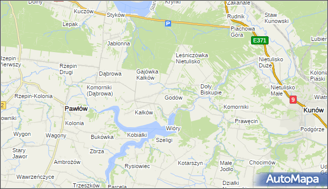mapa Godów gmina Pawłów, Godów gmina Pawłów na mapie Targeo