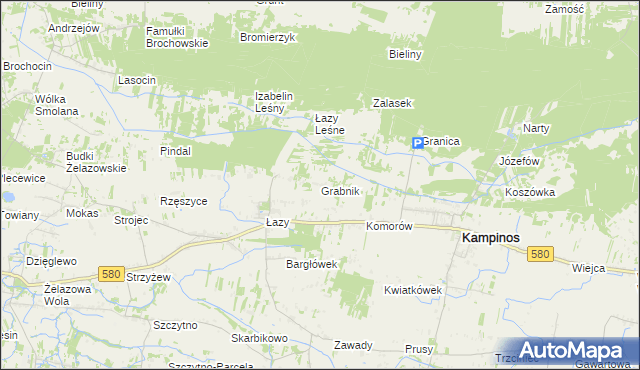 mapa Grabnik gmina Kampinos, Grabnik gmina Kampinos na mapie Targeo