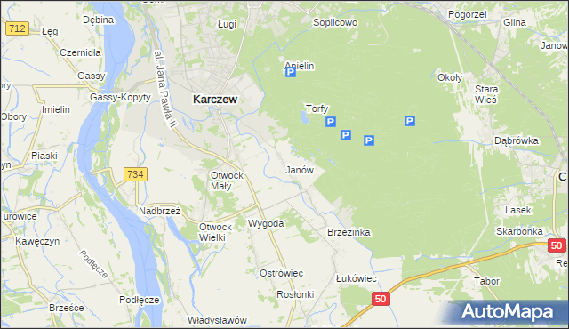 mapa Janów gmina Karczew, Janów gmina Karczew na mapie Targeo