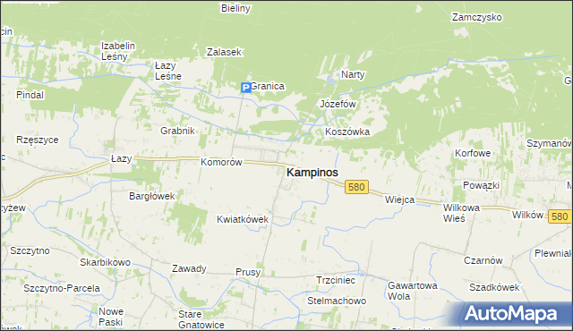 mapa Kampinos, Kampinos na mapie Targeo