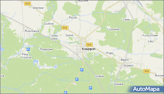 mapa Koszęcin powiat lubliniecki, Koszęcin powiat lubliniecki na mapie Targeo