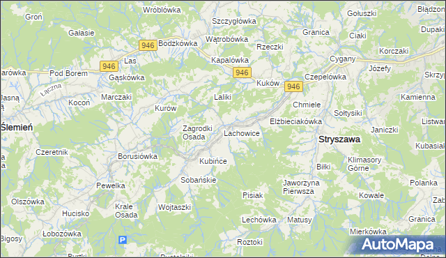 mapa Lachowice, Lachowice na mapie Targeo