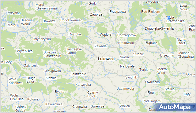 mapa Łukowica, Łukowica na mapie Targeo