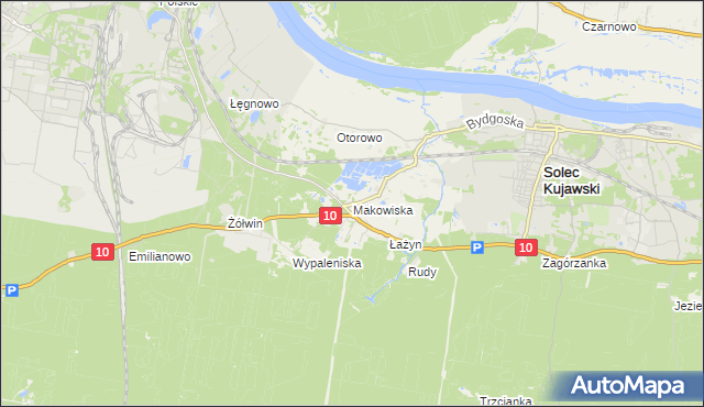 mapa Makowiska gmina Solec Kujawski, Makowiska gmina Solec Kujawski na mapie Targeo