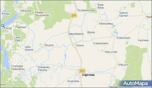 mapa Mokre gmina Dąbrowa, Mokre gmina Dąbrowa na mapie Targeo