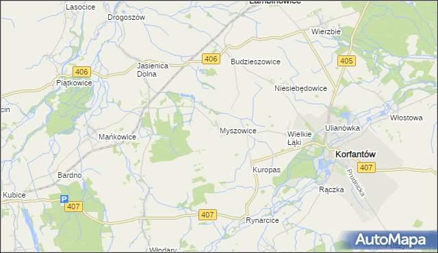 mapa Myszowice, Myszowice na mapie Targeo