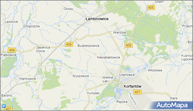 mapa Niesiebędowice, Niesiebędowice na mapie Targeo