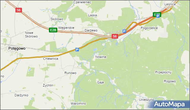 mapa Nowina gmina Potęgowo, Nowina gmina Potęgowo na mapie Targeo