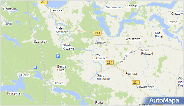 mapa Nowy Bukowiec gmina Stara Kiszewa, Nowy Bukowiec gmina Stara Kiszewa na mapie Targeo