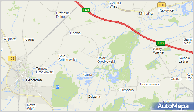 mapa Osiek Grodkowski, Osiek Grodkowski na mapie Targeo