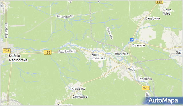 mapa Ruda Kozielska, Ruda Kozielska na mapie Targeo