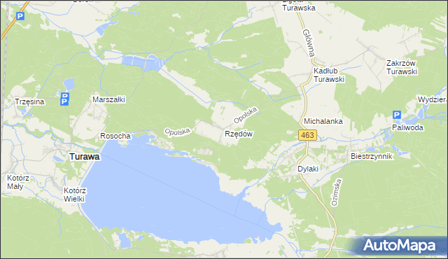 mapa Rzędów gmina Turawa, Rzędów gmina Turawa na mapie Targeo