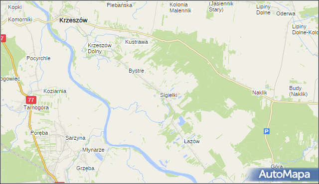 mapa Sigiełki, Sigiełki na mapie Targeo