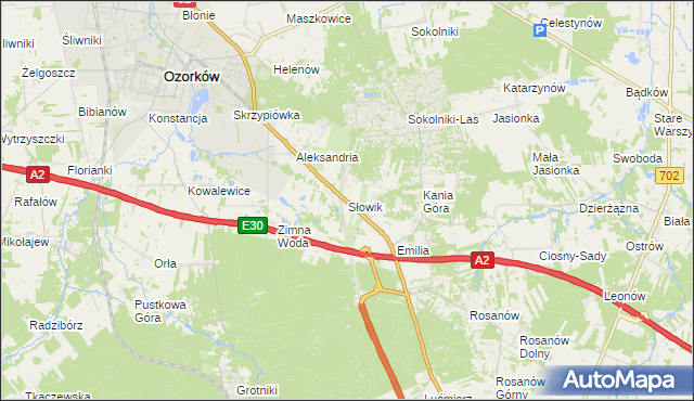 mapa Słowik gmina Zgierz, Słowik gmina Zgierz na mapie Targeo