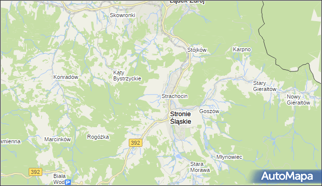 mapa Strachocin gmina Stronie Śląskie, Strachocin gmina Stronie Śląskie na mapie Targeo