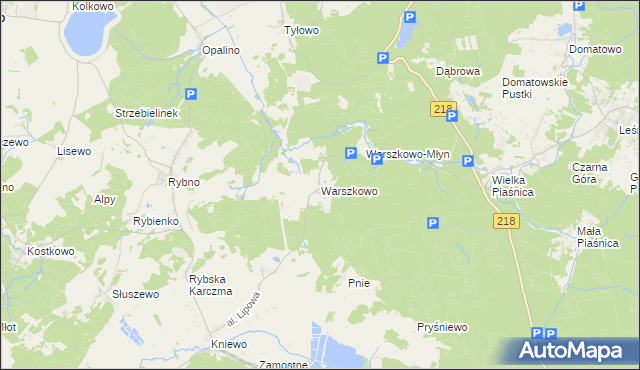 mapa Warszkowo gmina Wejherowo, Warszkowo gmina Wejherowo na mapie Targeo