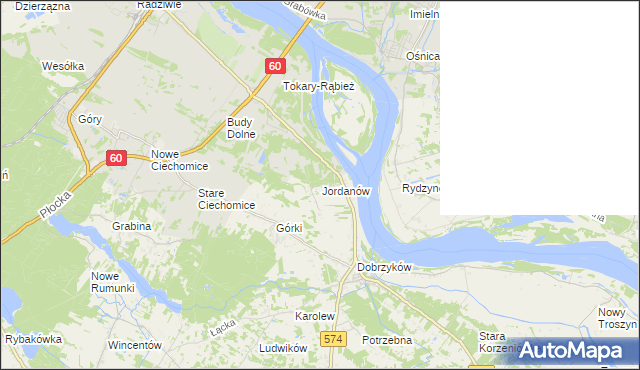 mapa Jordanów gmina Gąbin, Jordanów gmina Gąbin na mapie Targeo