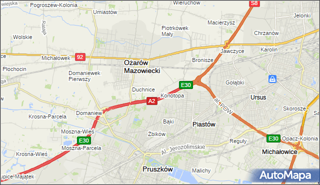 mapa Konotopa gmina Ożarów Mazowiecki, Konotopa gmina Ożarów Mazowiecki na mapie Targeo