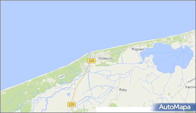 mapa Mrzeżyno, Mrzeżyno na mapie Targeo