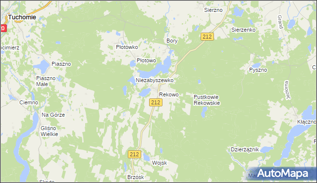 mapa Rekowo gmina Bytów, Rekowo gmina Bytów na mapie Targeo