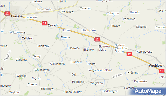 mapa Bliźniew, Bliźniew na mapie Targeo