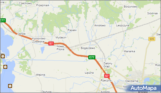 mapa Bogaczewo gmina Elbląg, Bogaczewo gmina Elbląg na mapie Targeo