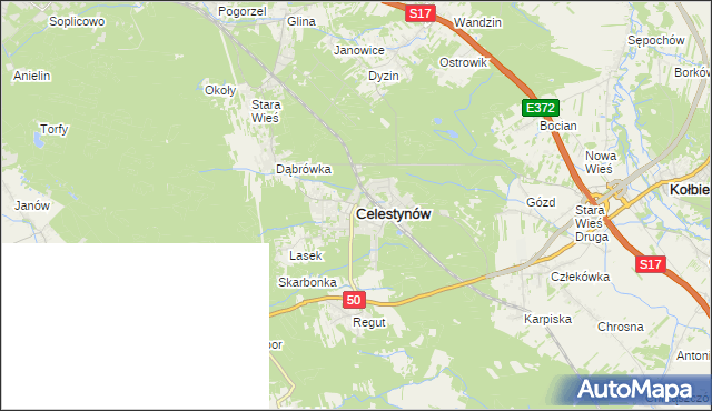 mapa Celestynów powiat otwocki, Celestynów powiat otwocki na mapie Targeo