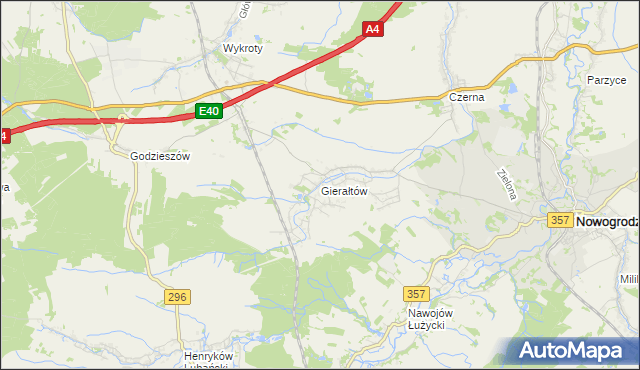 mapa Gierałtów, Gierałtów na mapie Targeo