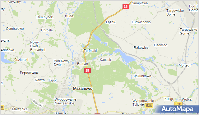 mapa Kaczek, Kaczek na mapie Targeo