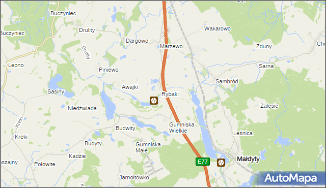 mapa Karczemka gmina Małdyty, Karczemka gmina Małdyty na mapie Targeo