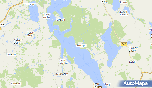 mapa Skorupki gmina Ryn, Skorupki gmina Ryn na mapie Targeo