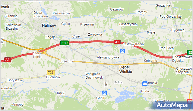mapa Aleksandrówka gmina Dębe Wielkie, Aleksandrówka gmina Dębe Wielkie na mapie Targeo