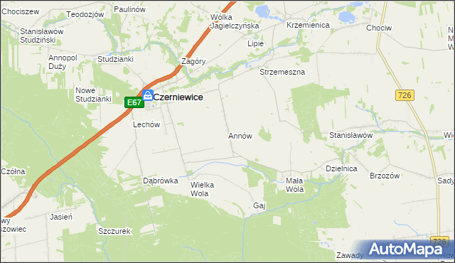 mapa Annów gmina Czerniewice, Annów gmina Czerniewice na mapie Targeo